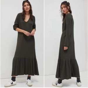 Anthropologie Saturday Sunday Taylor Flounced Maxi Dress Dark Grey Size Small